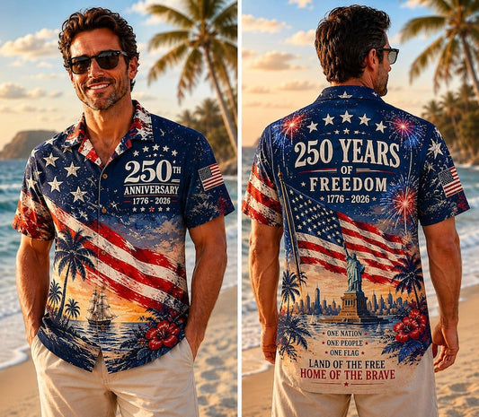 American Independence 250th Anniversary 1776 2026 Patriotic Summer Hawaiian Shirt For Coastal Adventure And Seasonal Wardrobe