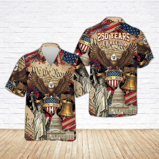 American Independence 250th Anniversary Eagle Liberty Hawaiian Shirt For Coastal Adventure, Beach Party, And Vacation Outfit