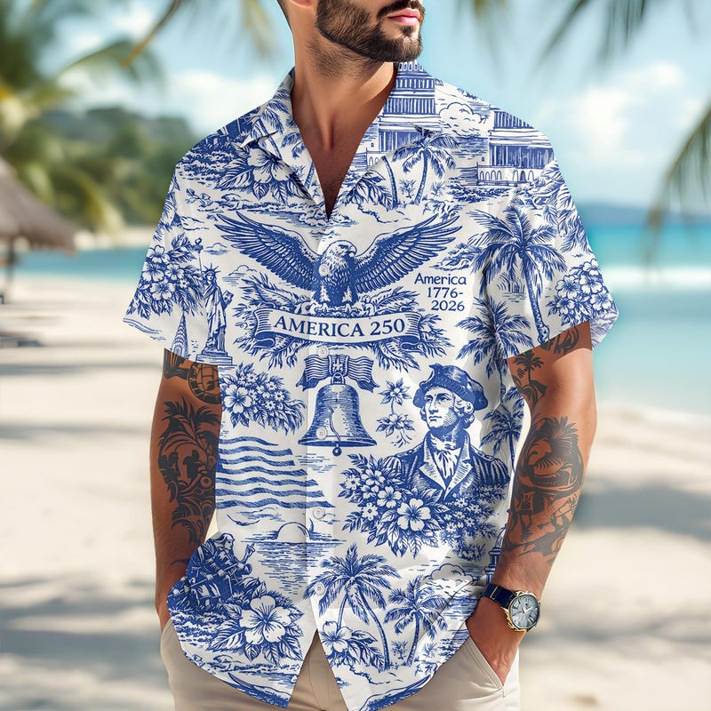 American Independence 250th Anniversary Vintage Patriot 1776 2026 Hawaiian Shirt For Outdoor Event And Island Inspired Style