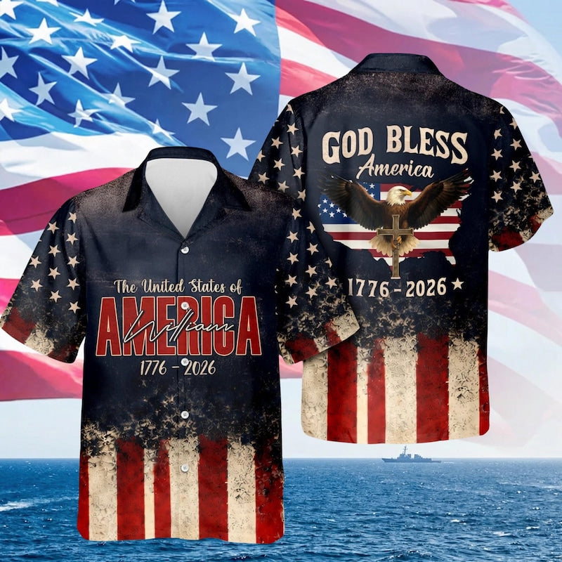 American Independence 250th Anniversary Heritage Freedom Hawaiian Shirt For Beach Travel And Relaxed Resort Style