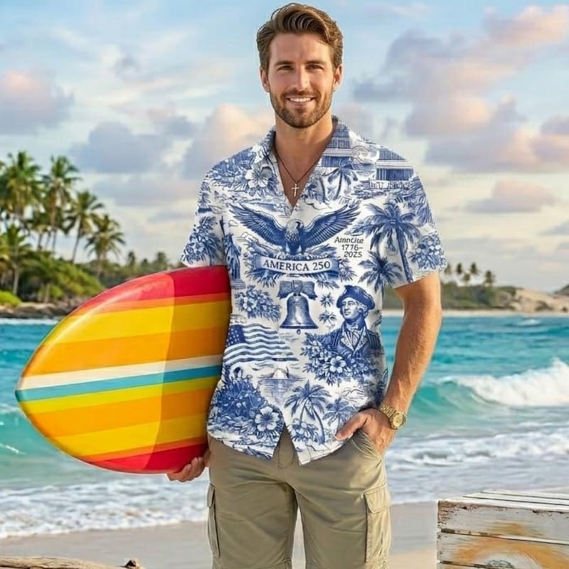American Independence 250th Anniversary Vintage July Hawaiian Shirt For Poolside Gathering And Island Inspired Style