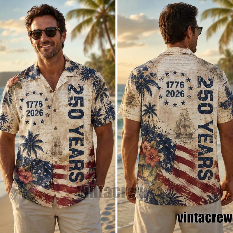 American Independence 250th Anniversary Hibiscus Palm 1776 2026 Hawaiian Shirt For Beach Party And Weekend Wear