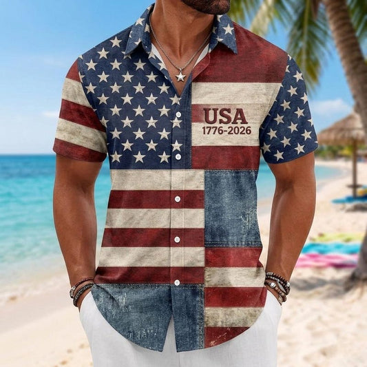 American Independence 250th Anniversary American Flag Vacation Hawaiian Shirt For Weekend Escape And Daily Summer Wear