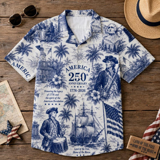 American Independence 250th Anniversary July Hawaiian Shirt For Summer Gathering, Beach Party, And Easygoing Fashion