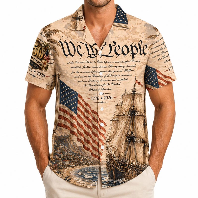 American Independence 250th Anniversary Constitution Heritage Hawaiian Shirt For Poolside Gathering And Daily Summer Wear