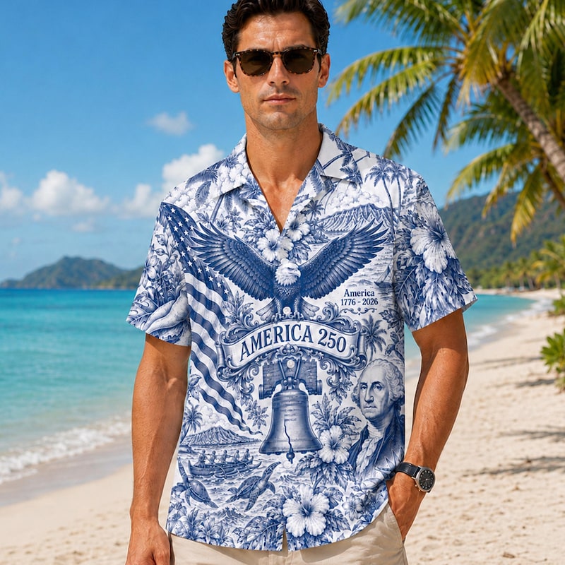 American Independence 250th Anniversary Vintage Family Hawaiian Shirt For Resort Holiday And Daily Summer Wear