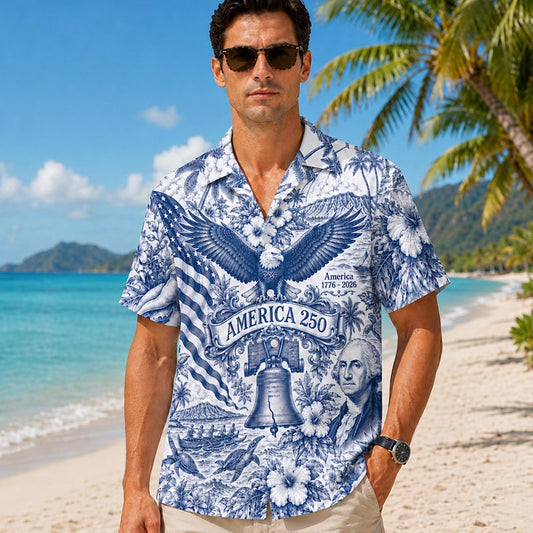 American Independence 250th Anniversary Vintage Family Hawaiian Shirt For Resort Holiday And Daily Summer Wear