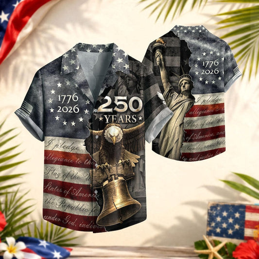 American Independence 250th Anniversary Constitution Heritage Summer Hawaiian Shirt For Family Vacation And Beachside Style