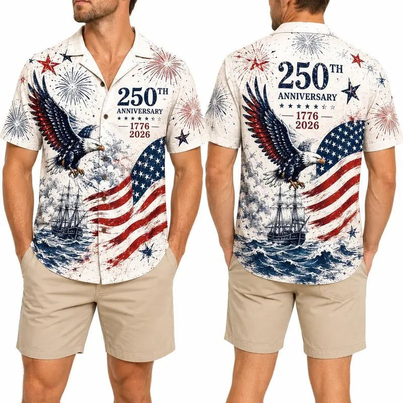American Independence 250th Anniversary Freedom Hawaiian Shirt For Beach Party And Warm Weather Fashion