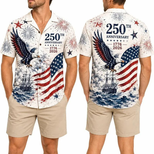 American Independence 250th Anniversary Freedom Hawaiian Shirt For Beach Party And Warm Weather Fashion