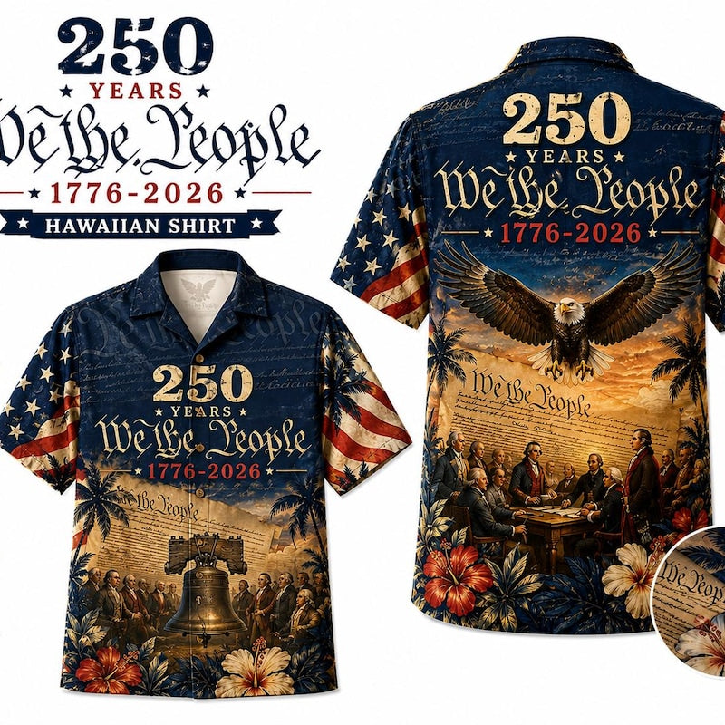 American Independence 250th Anniversary Eagle Freedom Hawaiian Shirt For Beach Travel, Cruise Journey, And Outdoor Comfort