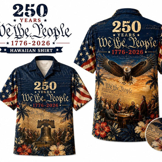 American Independence 250th Anniversary Eagle Freedom Hawaiian Shirt For Beach Travel, Cruise Journey, And Outdoor Comfort