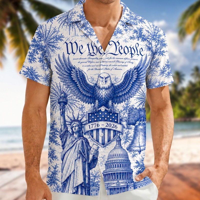 American Independence 250th Anniversary Vintage Freedom Hawaiian Shirt For Beach Travel And Relaxed Resort Style