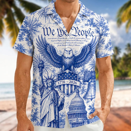 American Independence 250th Anniversary Vintage Freedom Hawaiian Shirt For Beach Travel And Relaxed Resort Style