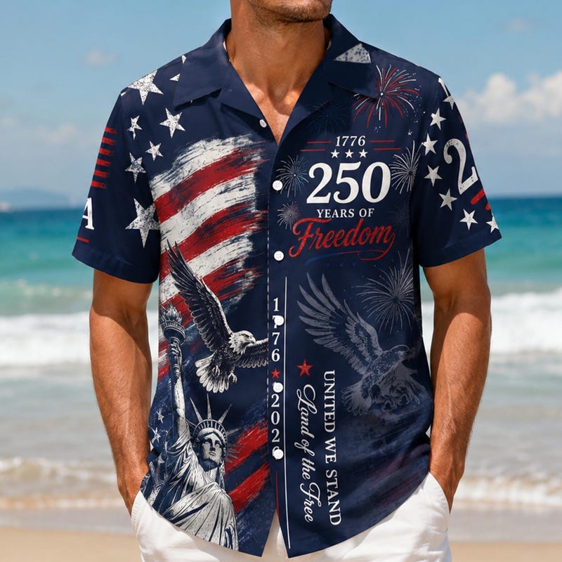 American Independence 250th Anniversary Retro Flag 1776 2026 Hawaiian Shirt For Beach Party And Vacation Style