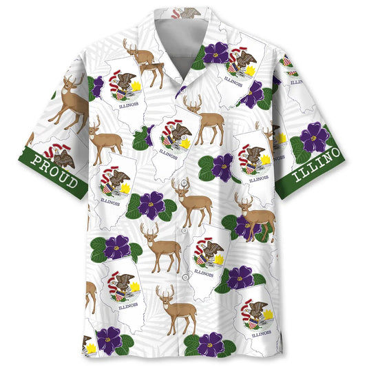 Illinois State Proud Hawaiian Shirt For Beachside Event, Beach Travel, And Weekend Wear