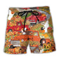 Halloween Truck With Pumpkin Beach Shorts Design Detail For Weekend Getaways And Beach Days