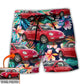 Classic Compact Car Tropical Personalized Photo Beach Shorts Artwork Detail For Comfortable Everyday Summer Wear