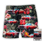 Muscle Car Tropical Leaf Floral Personalized Photo Beach Shorts Pattern View For Vacation Travel And Outdoor Fun