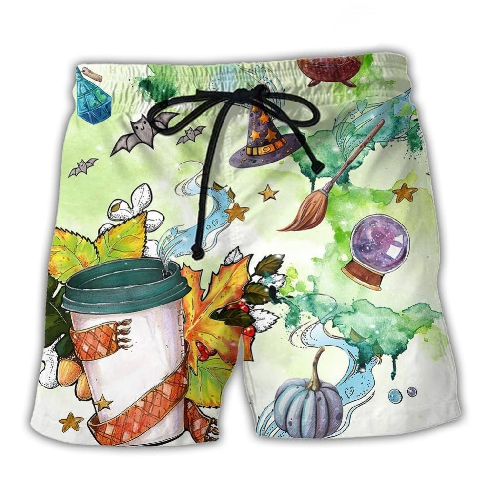 Halloween Witch Needs Coffee Beach Shorts For Resort Travel And Thoughtful Summer Gifting
