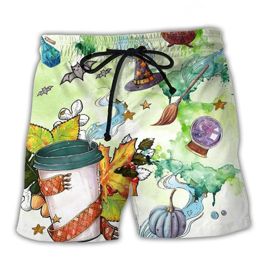 Halloween Witch Needs Coffee Beach Shorts For Resort Travel And Thoughtful Summer Gifting