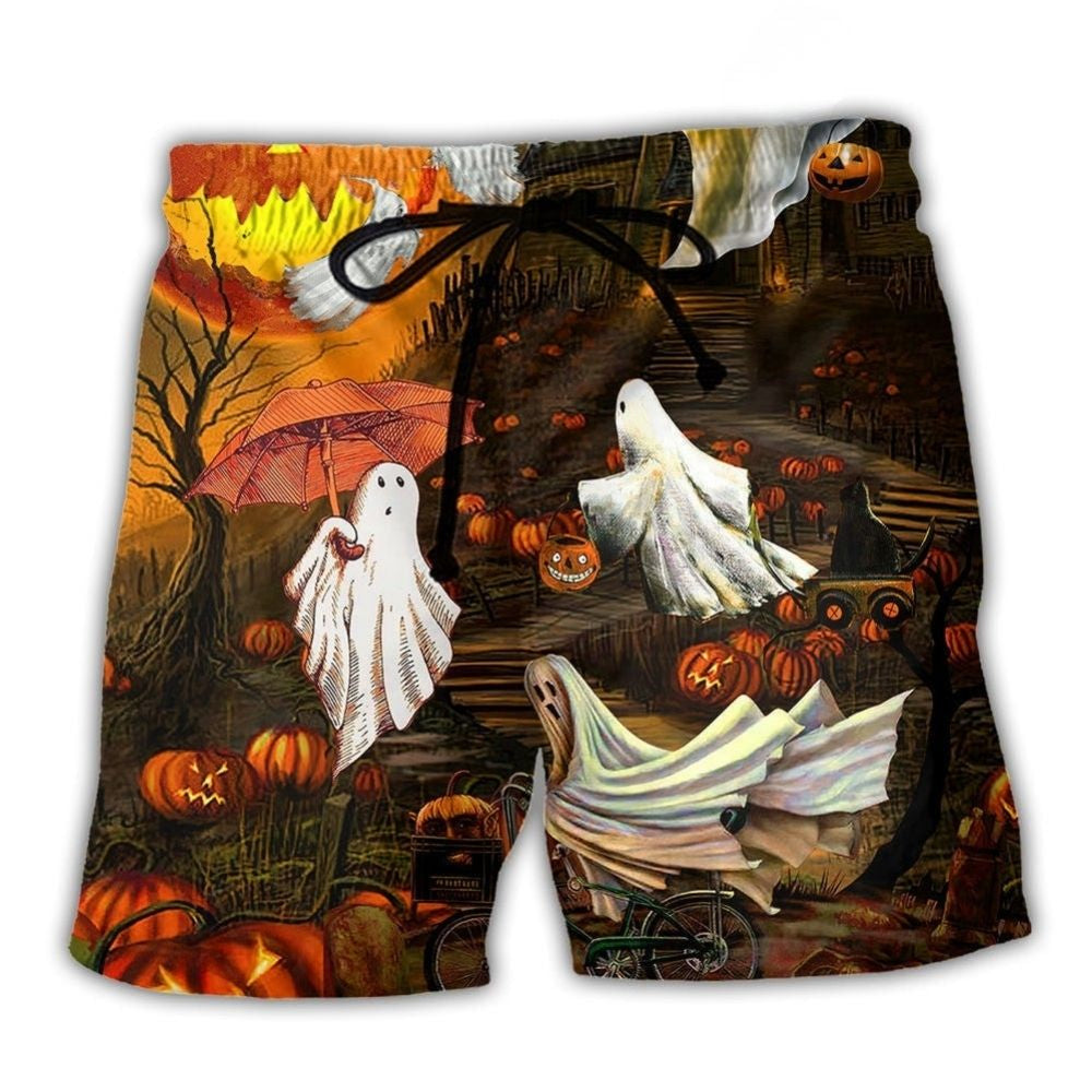 Halloween Ghost Cute Moon Beach Shorts For Coastal Adventures And Relaxed Summer Wear