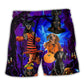 Halloween Night Dachshund Never Mind The Witch Beach Shorts For Beach Trips And Relaxed Vacation Styling