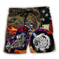 Motorcycle US Flag Beach Shorts For Warm Weather Travel And Everyday Comfort