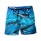 Whale In Blue Ocean Beach Shorts For Sunny Holidays And Comfortable Daily Styling