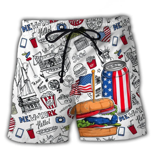 Food Celebration Independence Day Beach Shorts Design View For Comfortable Resort And Beach Styling