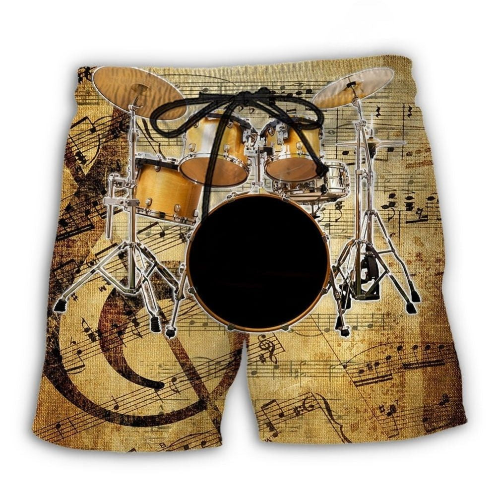 Drum Old Drummer Fun Beach Shorts Pattern Detail For Relaxed Warm Weather Outfits
