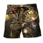 Steampunk Octopus Snow Beach Shorts Design View For Comfortable Resort And Beach Styling