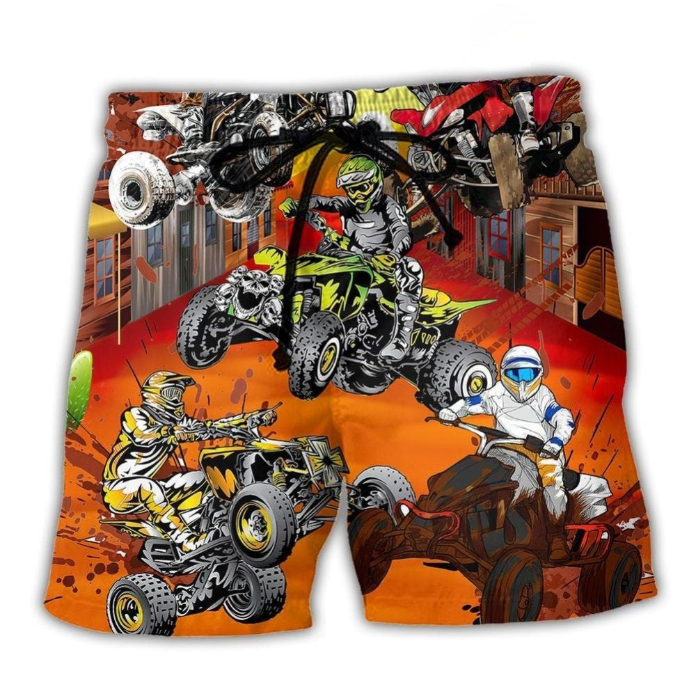 ATV Quad Riding Extreme Beach Shorts Print Detail For Beach Activities And Vacation Wear