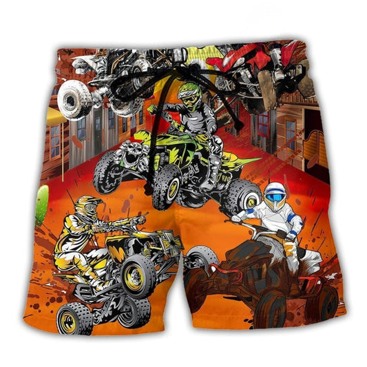 ATV Quad Riding Extreme Beach Shorts Print Detail For Beach Activities And Vacation Wear