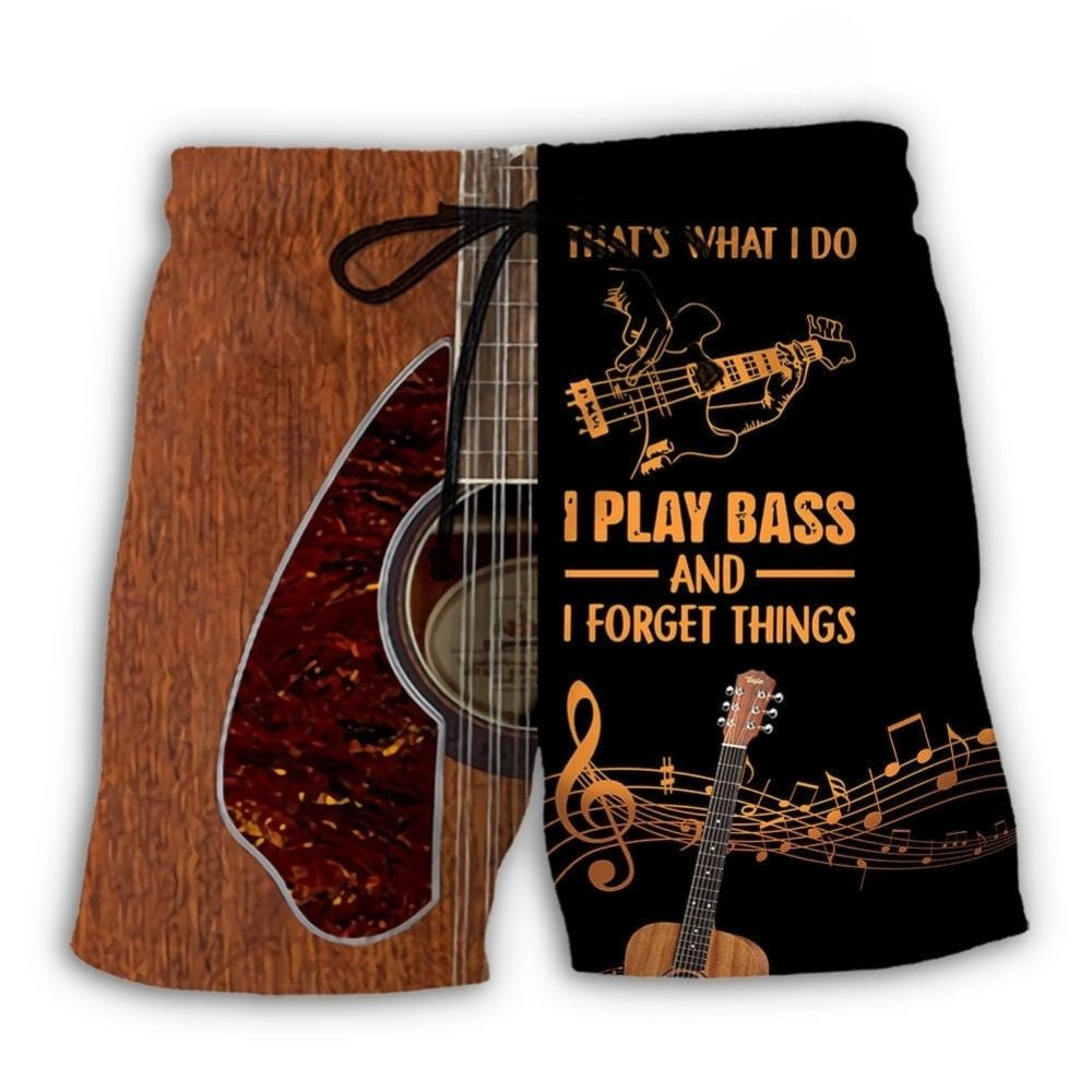 Guitar I Play Bass Beach Shorts Pattern View For Resort Days And Outdoor Activities