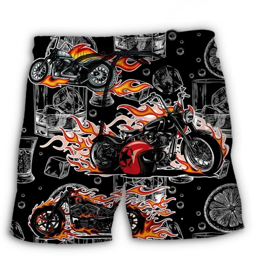 Motorcycle Whiskey Lover Beach Shorts For Outdoor Adventures And Thoughtful Seasonal Gifts
