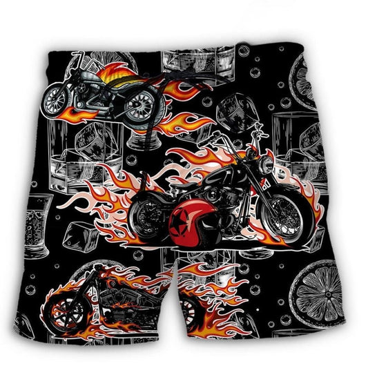 Motorcycle Whiskey Lover Beach Shorts For Outdoor Adventures And Thoughtful Seasonal Gifts