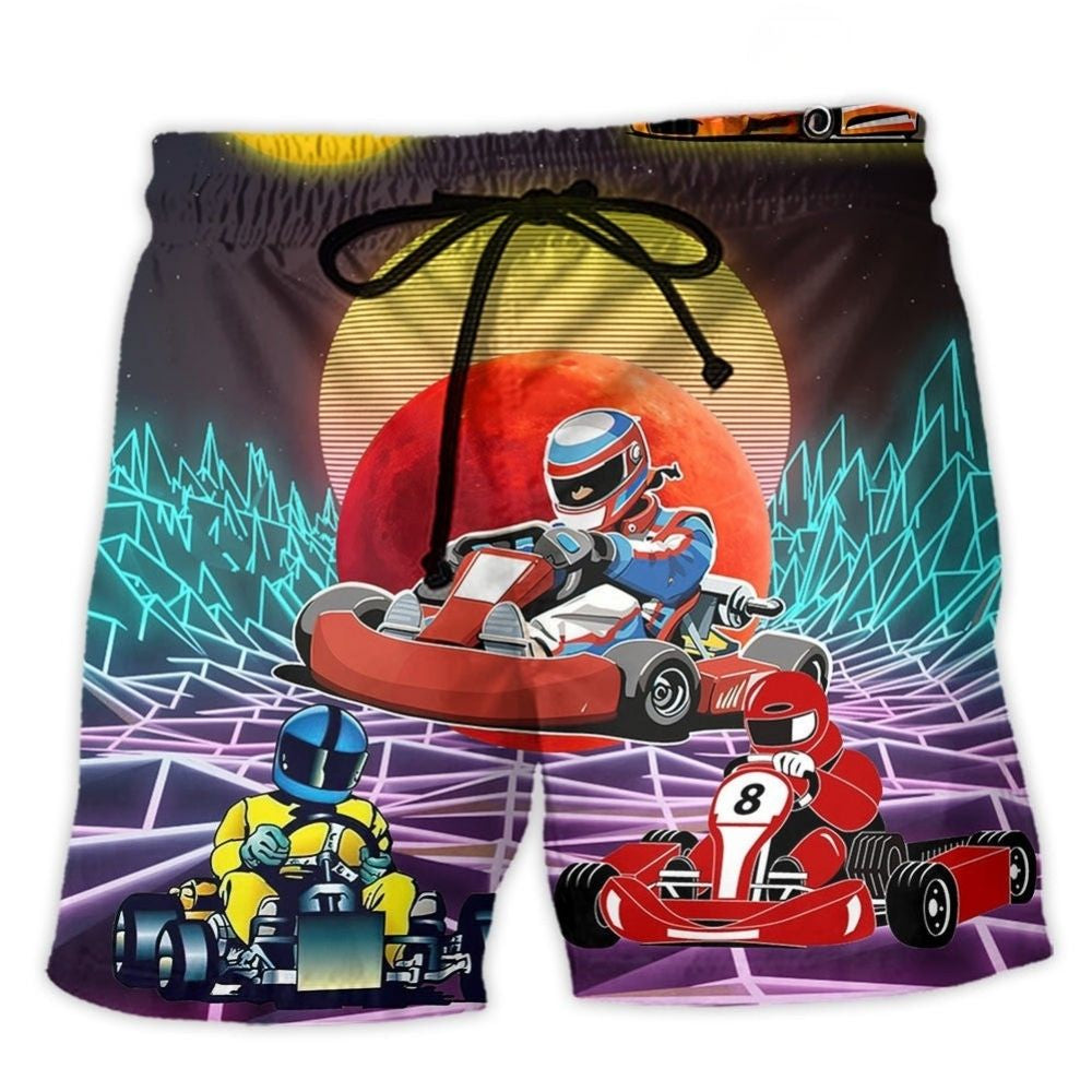 Kart Racing Universe Adventure Beach Shorts Pattern View For Resort Days And Outdoor Activities