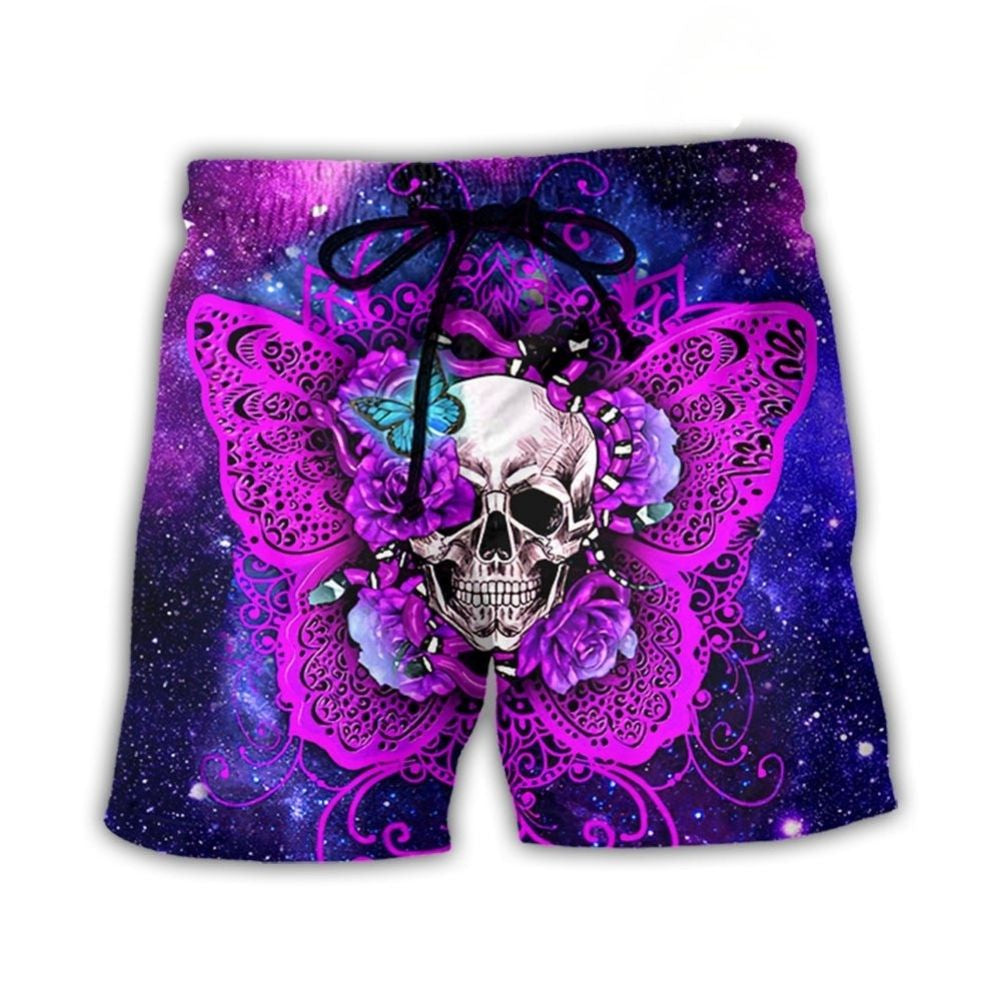 Skull Butterfly Snake Lighting Flower Beach Shorts Artwork View For Seaside Trips And Casual Style