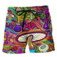 Hippie Hypnotizing Mushroom Beach Shorts Design View For Comfortable Resort And Beach Styling