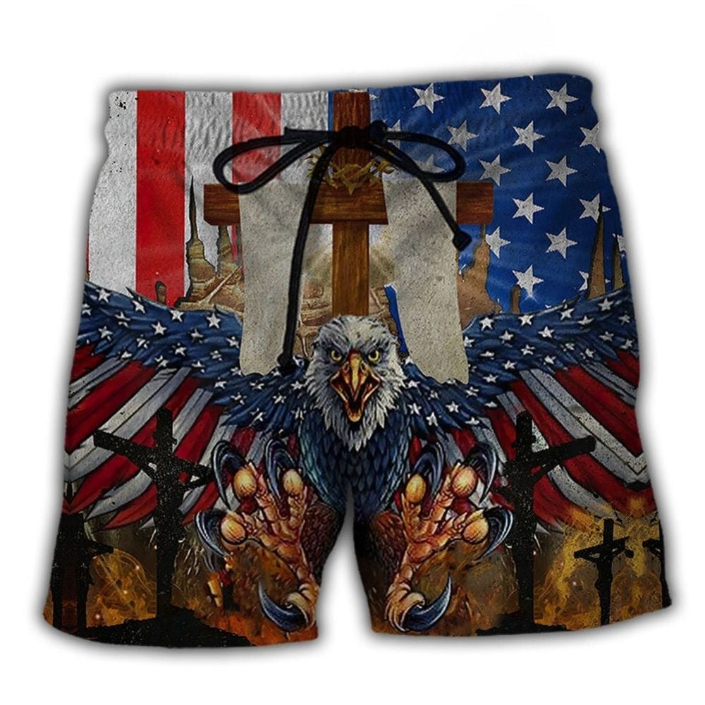 Eagle USA Patriotic Unity Beach Shorts Design View For Poolside Relaxation And Holiday Trips
