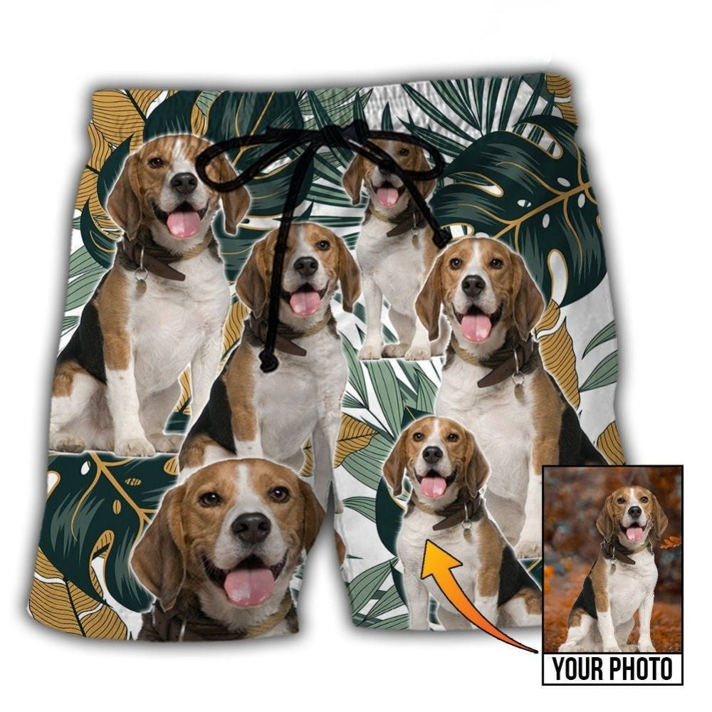 Dog Summer Aloha Tropical Personalized Photo Beach Shorts Pattern View For Resort Days And Outdoor Activities