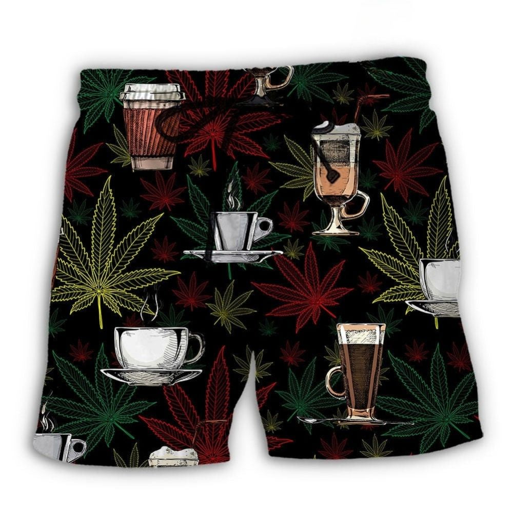 Coffee And Weed I Like Coffee Beach Shorts For Beach Trips And Relaxed Vacation Styling