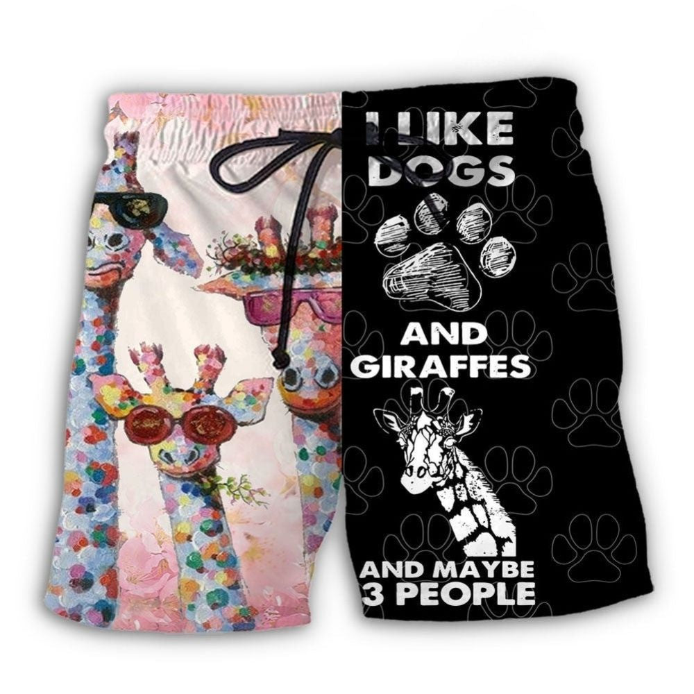 Giraffe Dog Lover Beach Shorts For Sunny Holidays And Comfortable Daily Styling
