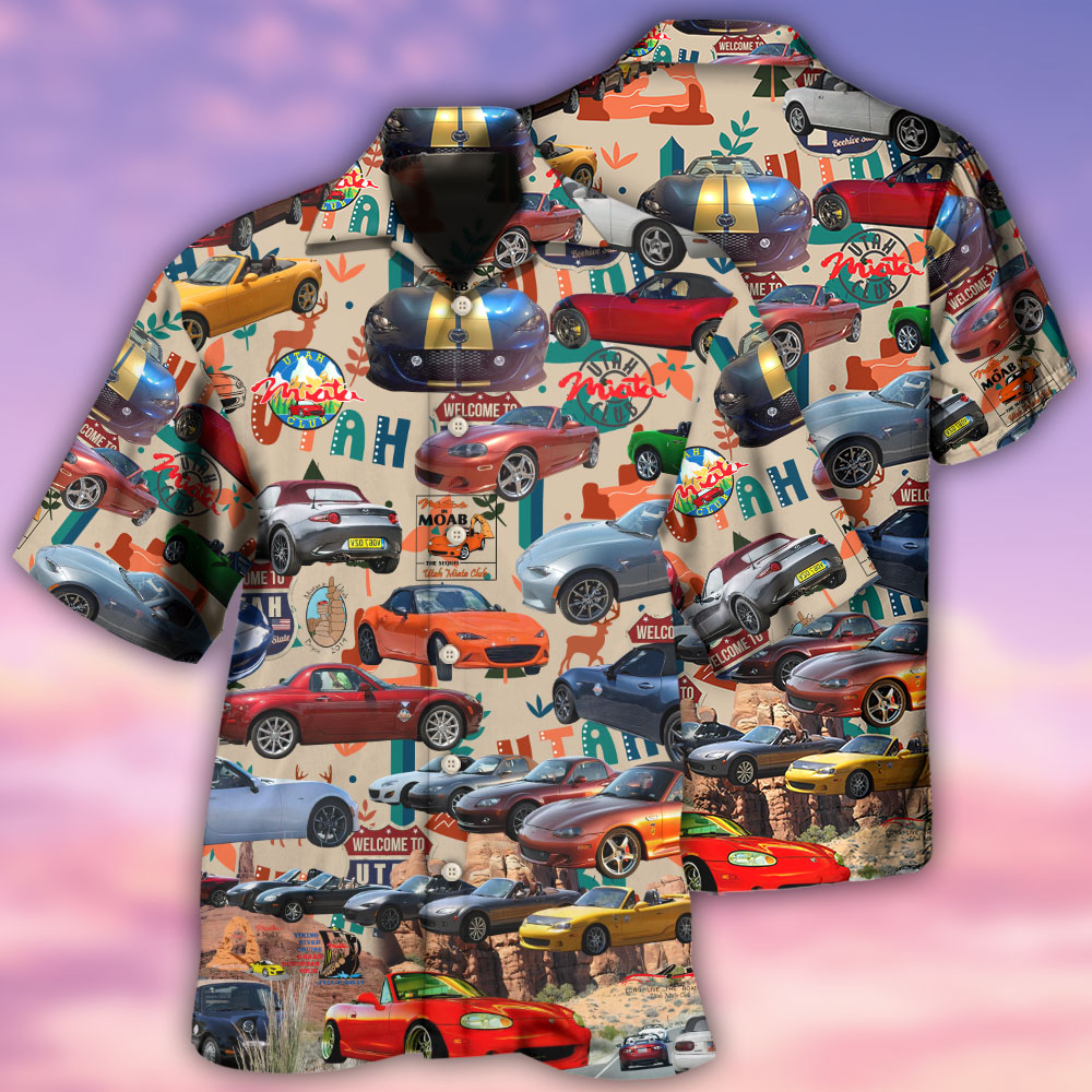 Tropical Car Summer Island Hawaiian Shirt Artwork View For Weekend Travel And Beach Style