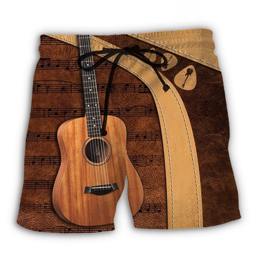 Guitar Old Guitarist Music Beach Shorts Design View For Comfortable Resort And Beach Styling