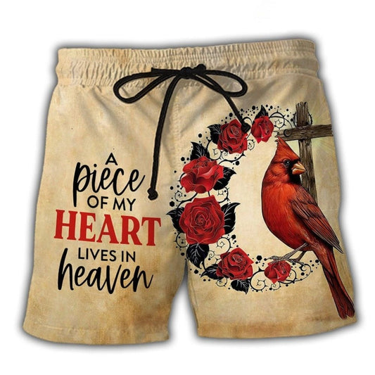 Cardinal Big Piece Of Heart In Heaven Beach Shorts For Beach Trips And Relaxed Vacation Styling