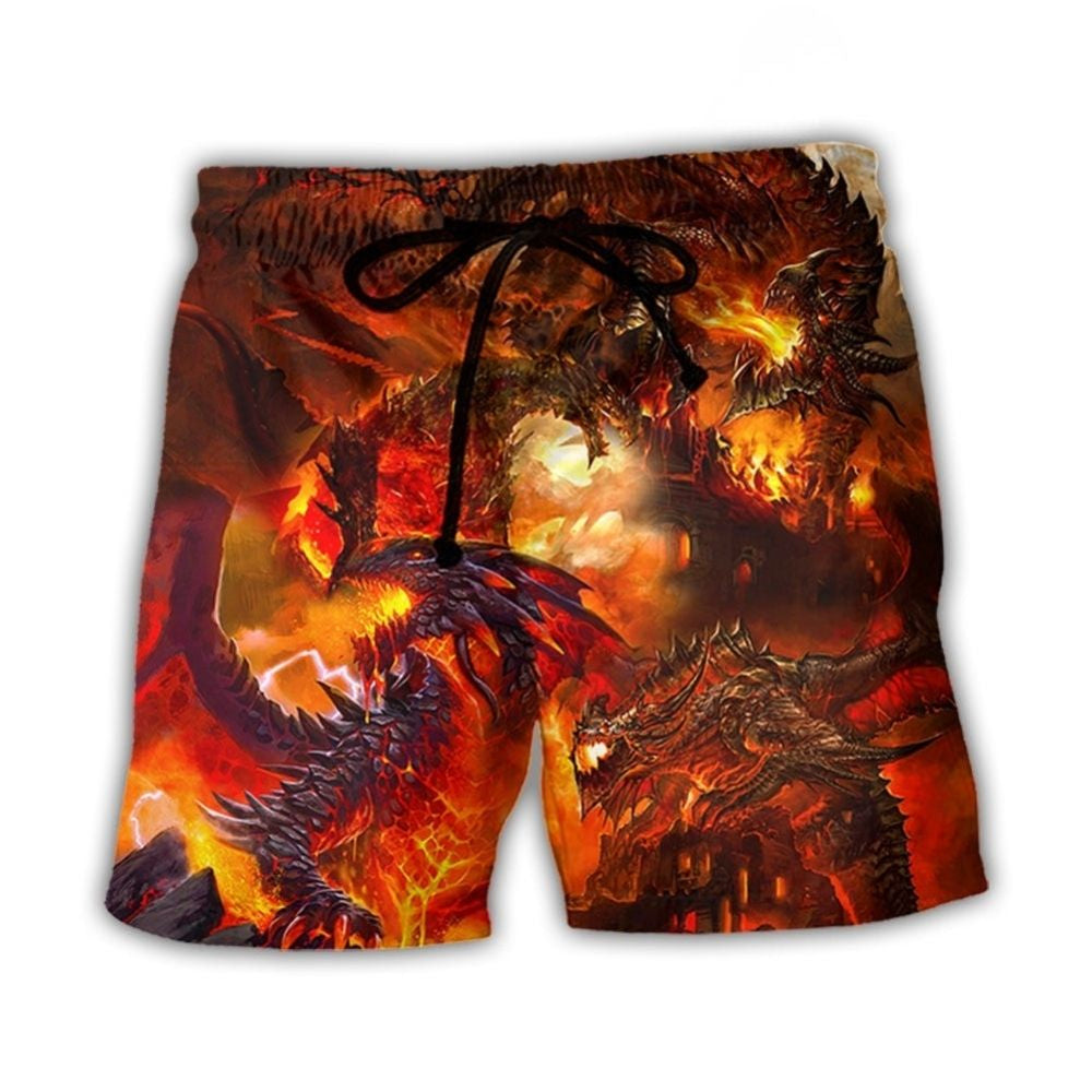 Dragon Red Color Beach Shorts For Sunny Holidays And Comfortable Daily Styling
