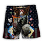 Poker Skull Flame USA Flag Beach Shorts For Warm Weather Travel And Everyday Comfort