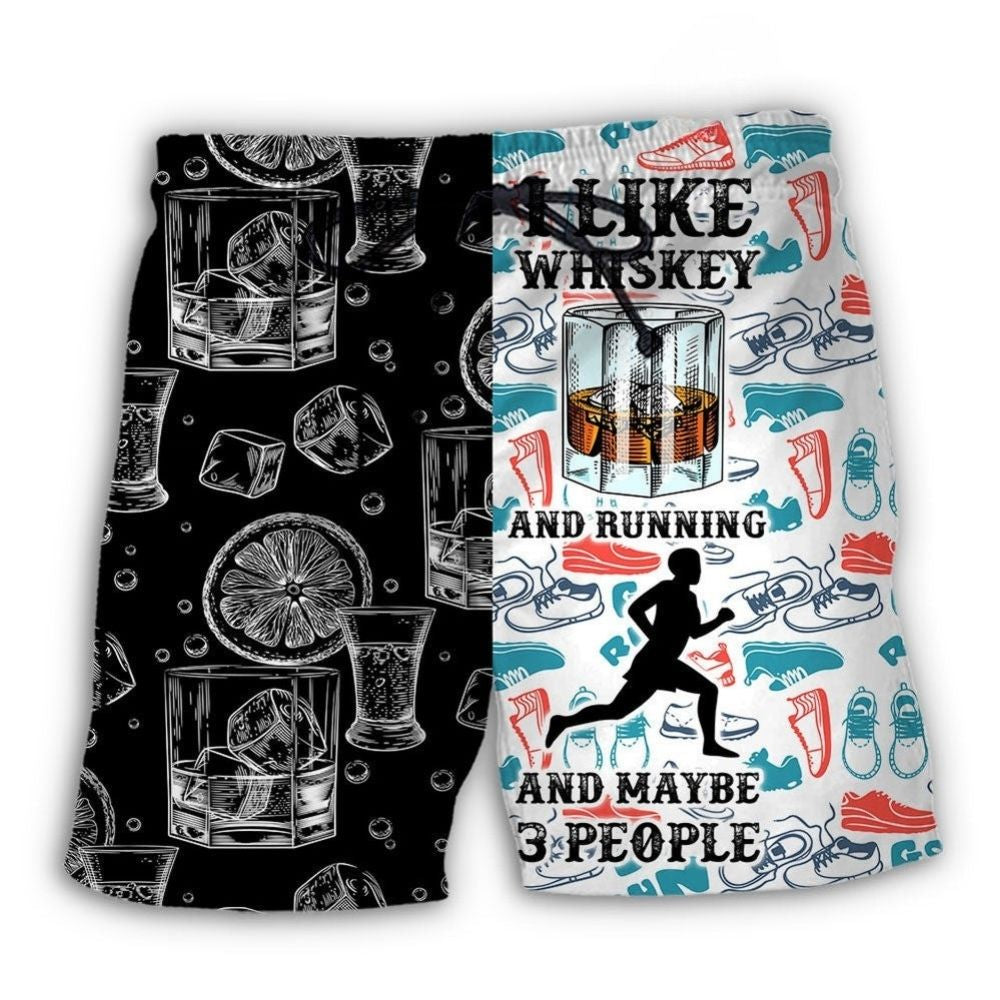 Wine Whiskey Running Lover Beach Shorts Pattern View For Resort Days And Outdoor Activities